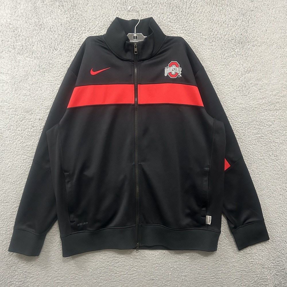 Ohio State Buckeyes Jacket Men Extra Large Black Red Track Full Zip Nike Dri Fit
